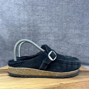 Birkenstock Buckley Black Suede Clog Shoes Women's 39 / 8 Slip On Sherling Lined